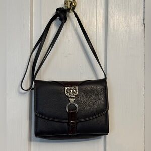 Brighton Black and Brown Leather Messenger Bag